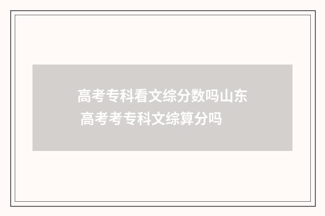 高考专科看文综分数吗山东 高考考专科文综算分吗