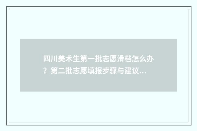 四川美术生第一批志愿滑档怎么办？第二批志愿填报步骤与建议 四川美术生第一名是谁