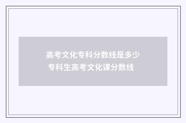 高考文化专科分数线是多少 专科生高考文化课分数线