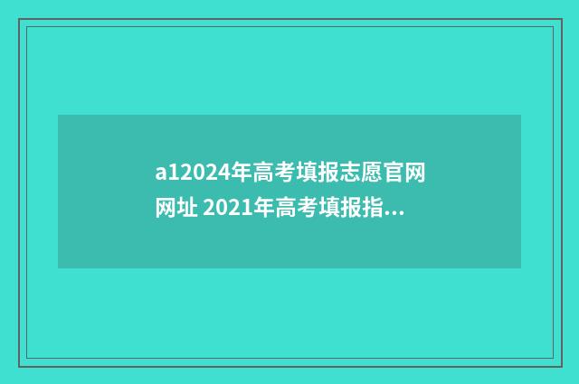 a12024年高考填报志愿官网网址 2021年高考填报指南