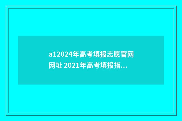 a12024年高考填报志愿官网网址 2021年高考填报指南