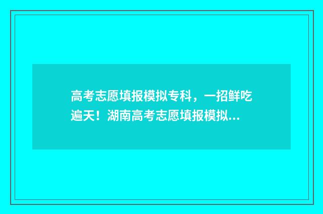 高考志愿填报模拟专科，一招鲜吃遍天！湖南高考志愿填报模拟终极指南 高考志愿填报模拟
