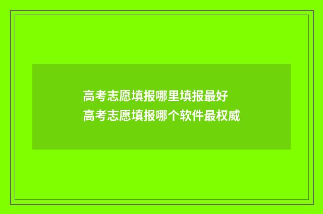 高考志愿填报哪里填报最好 高考志愿填报哪个软件最权威