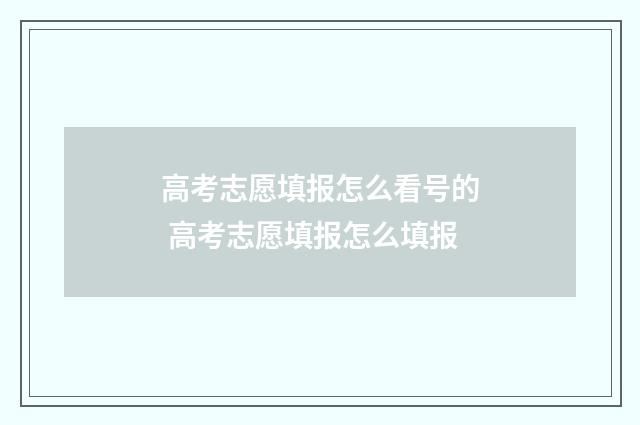 高考志愿填报怎么看号的 高考志愿填报怎么填报