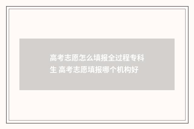 高考志愿怎么填报全过程专科生 高考志愿填报哪个机构好