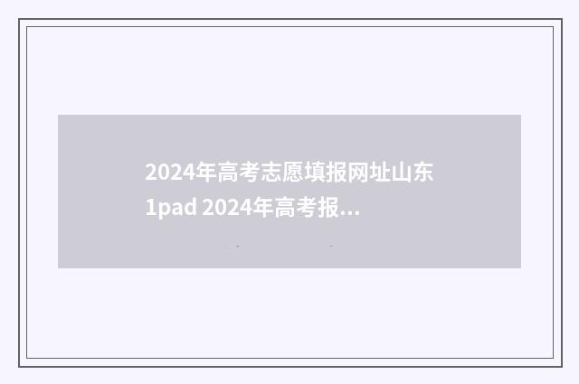 2024年高考志愿填报网址山东1pad 2024年高考报志愿指南