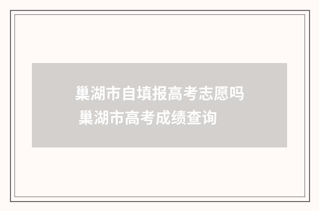 巢湖市自填报高考志愿吗 巢湖市高考成绩查询