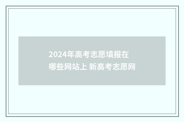 2024年高考志愿填报在哪些网站上 新高考志愿网