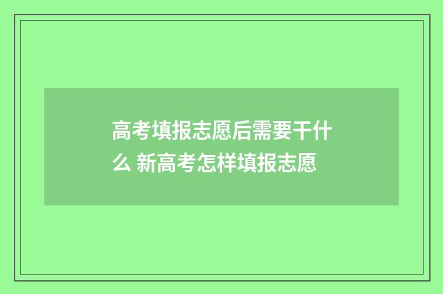 高考填报志愿后需要干什么 新高考怎样填报志愿