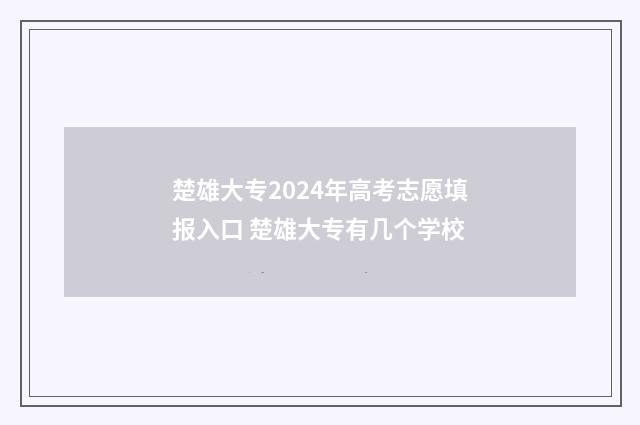 楚雄大专2024年高考志愿填报入口 楚雄大专有几个学校