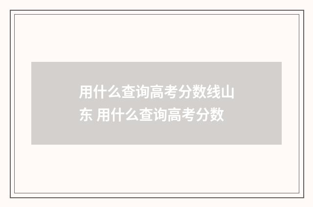 用什么查询高考分数线山东 用什么查询高考分数