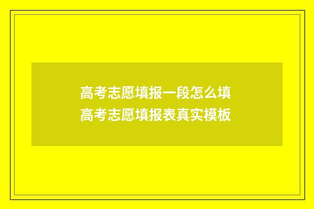 高考志愿填报一段怎么填 高考志愿填报表真实模板