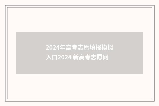 2024年高考志愿填报模拟入口2024 新高考志愿网