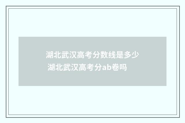 湖北武汉高考分数线是多少 湖北武汉高考分ab卷吗