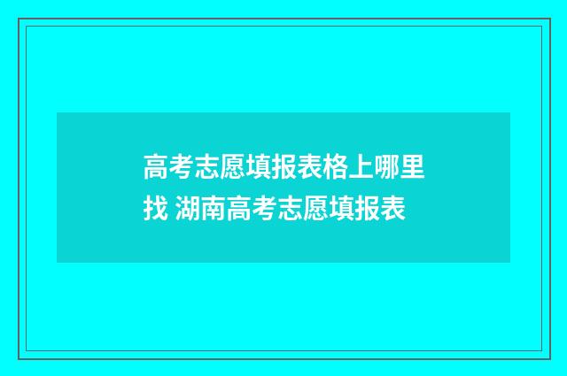 高考志愿填报表格上哪里找 湖南高考志愿填报表
