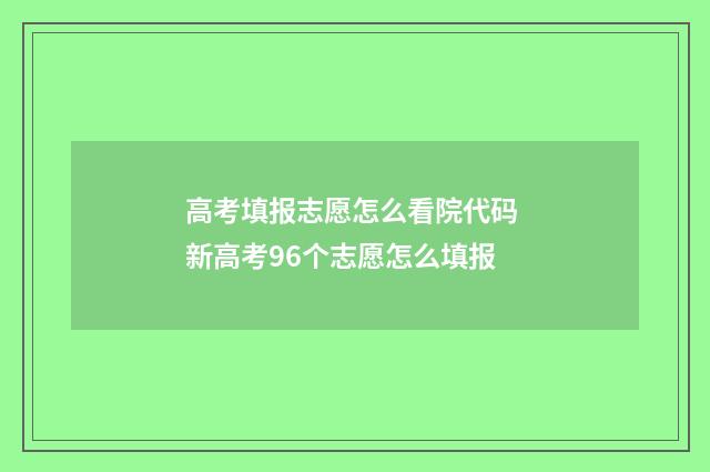 高考填报志愿怎么看院代码 新高考96个志愿怎么填报