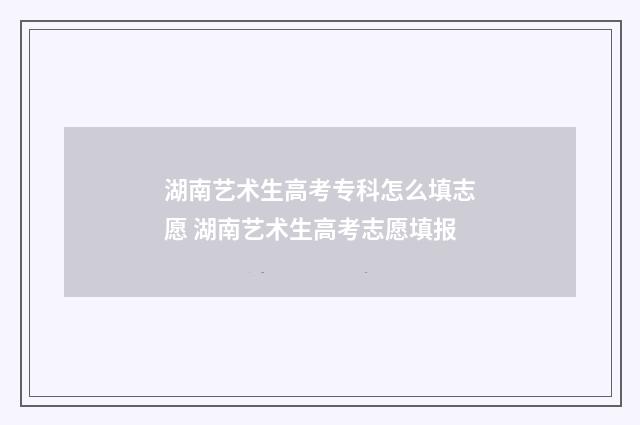 湖南艺术生高考专科怎么填志愿 湖南艺术生高考志愿填报