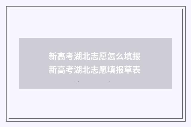 新高考湖北志愿怎么填报 新高考湖北志愿填报草表