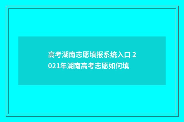 高考湖南志愿填报系统入口 2021年湖南高考志愿如何填