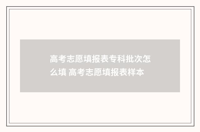 高考志愿填报表专科批次怎么填 高考志愿填报表样本