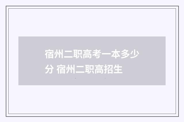 宿州二职高考一本多少分 宿州二职高招生