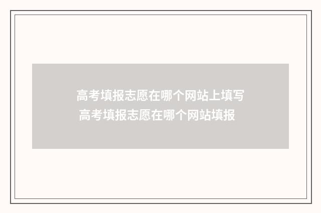 高考填报志愿在哪个网站上填写 高考填报志愿在哪个网站填报