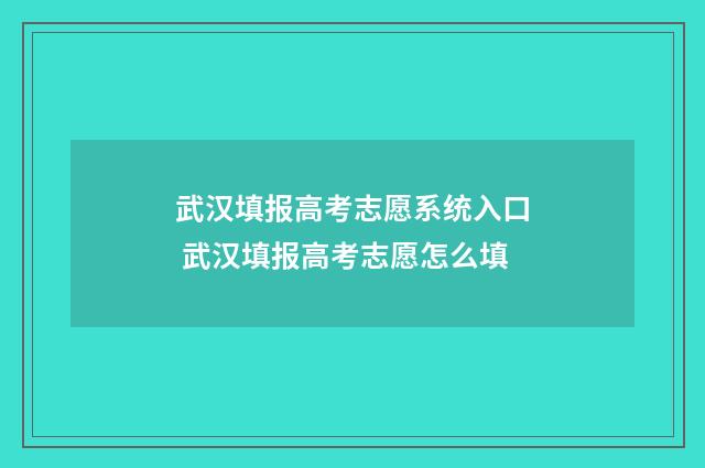 武汉填报高考志愿系统入口 武汉填报高考志愿怎么填
