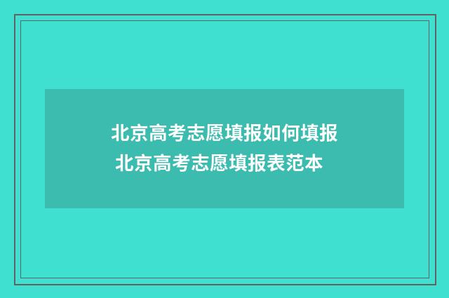 北京高考志愿填报如何填报 北京高考志愿填报表范本