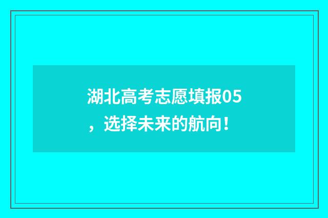 湖北高考志愿填报05，选择未来的航向！