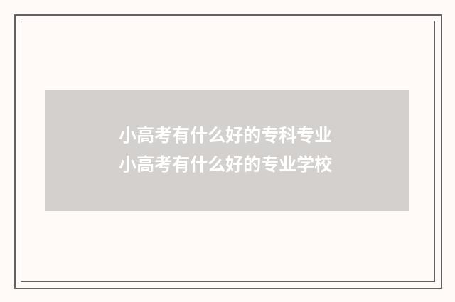 小高考有什么好的专科专业 小高考有什么好的专业学校