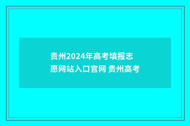 贵州2024年高考填报志愿网站入口官网 贵州高考