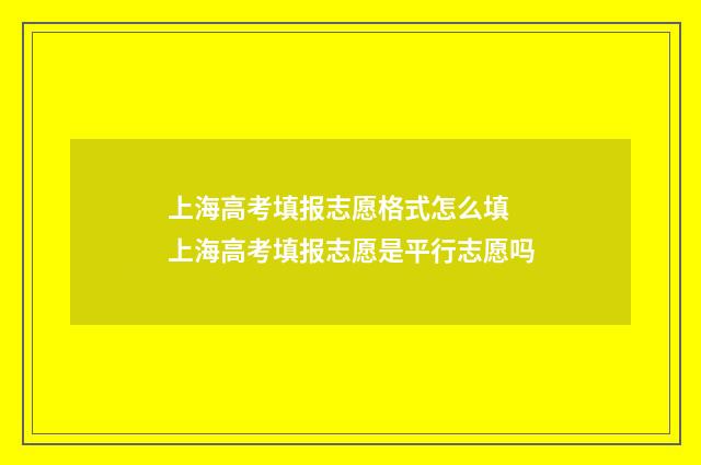 上海高考填报志愿格式怎么填 上海高考填报志愿是平行志愿吗