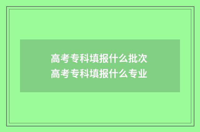 高考专科填报什么批次 高考专科填报什么专业