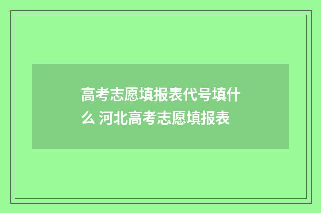 高考志愿填报表代号填什么 河北高考志愿填报表