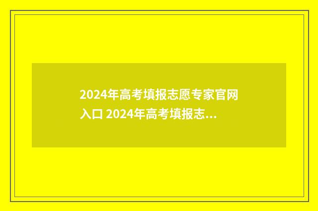 2024年高考填报志愿专家官网入口 2024年高考填报志愿指南