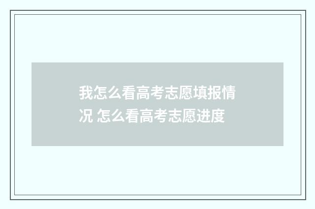 我怎么看高考志愿填报情况 怎么看高考志愿进度