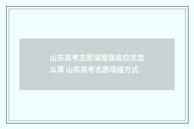 山东高考志愿填报保底位次怎么算 山东高考志愿填报方式