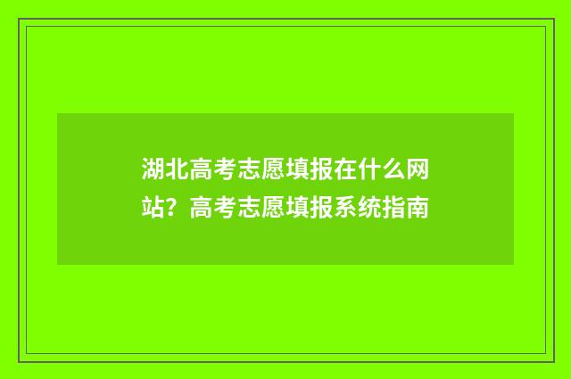 湖北高考志愿填报在什么网站？高考志愿填报系统指南