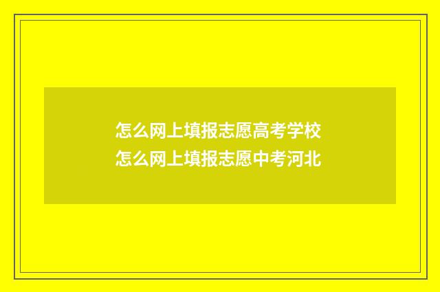 怎么网上填报志愿高考学校 怎么网上填报志愿中考河北
