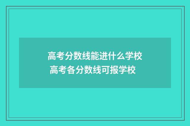 高考分数线能进什么学校 高考各分数线可报学校
