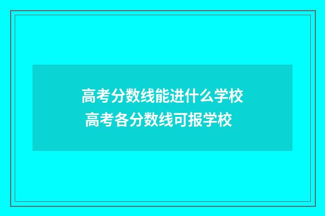高考分数线能进什么学校 高考各分数线可报学校