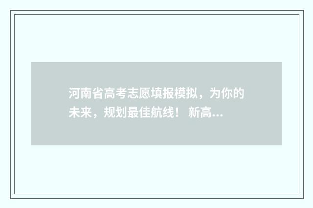 河南省高考志愿填报模拟，为你的未来，规划最佳航线！ 新高考志愿网