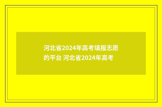 河北省2024年高考填报志愿的平台 河北省2024年高考