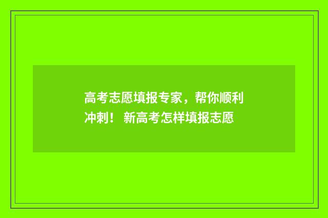 高考志愿填报专家，帮你顺利冲刺！ 新高考怎样填报志愿