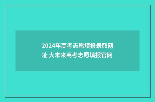 2024年高考志愿填报录取网址 大未来高考志愿填报官网