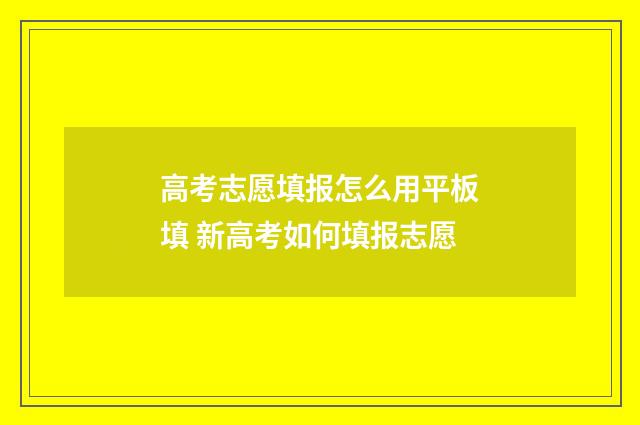 高考志愿填报怎么用平板填 新高考如何填报志愿