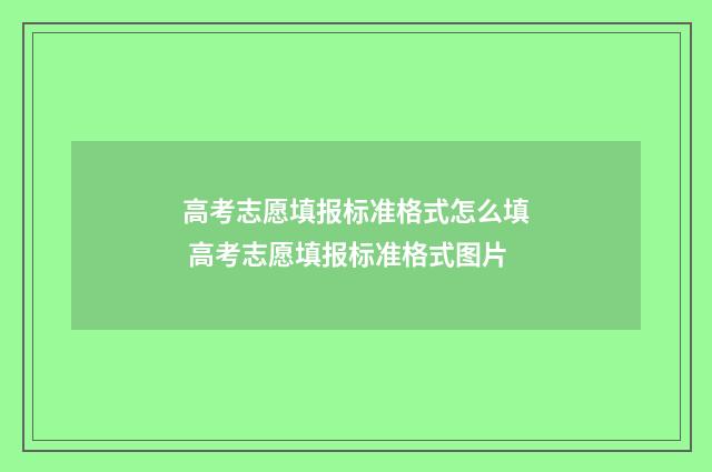 高考志愿填报标准格式怎么填 高考志愿填报标准格式图片