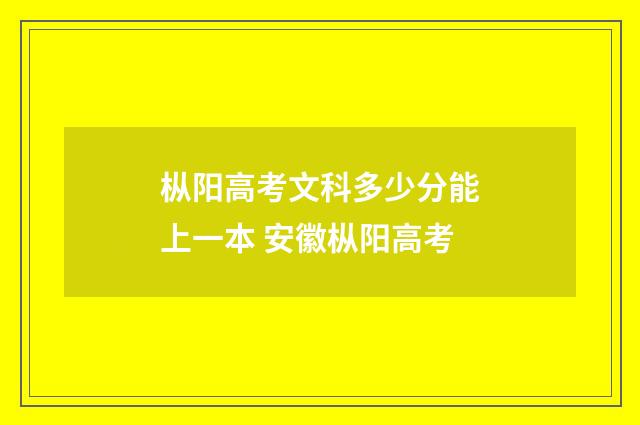 枞阳高考文科多少分能上一本 安徽枞阳高考