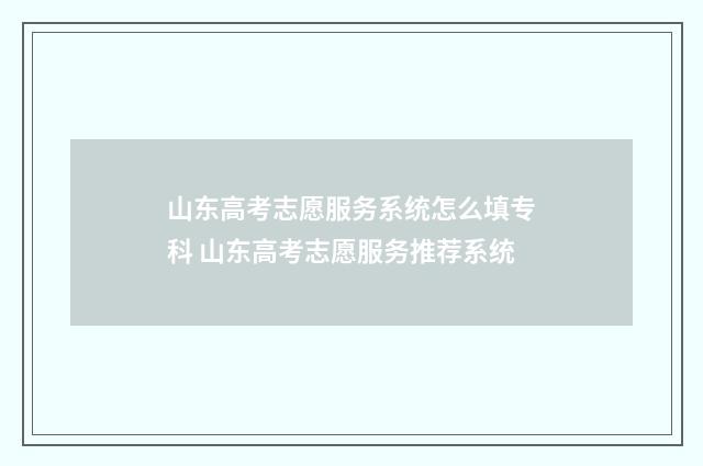 山东高考志愿服务系统怎么填专科 山东高考志愿服务推荐系统