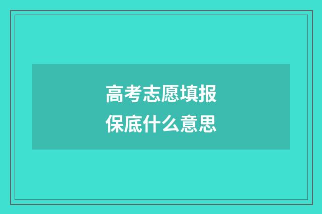 高考志愿填报保底什么意思